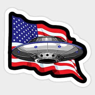 UFO American Flag 4th of July Usa America Alien Lover Sticker